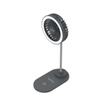 مروحة سطح المكتب Veho UF-2 3 في 1 بمنفذ USB، وشاحن للهواتف الذكية، ومصباح LED